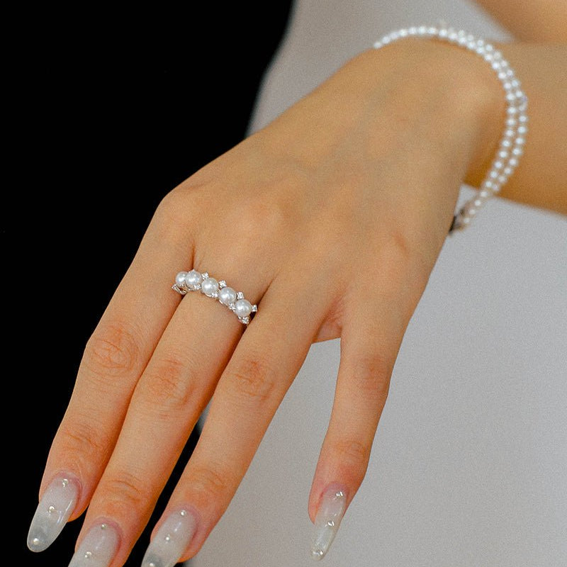 Crown Bloom Adjustable Pearl Ring - floysun