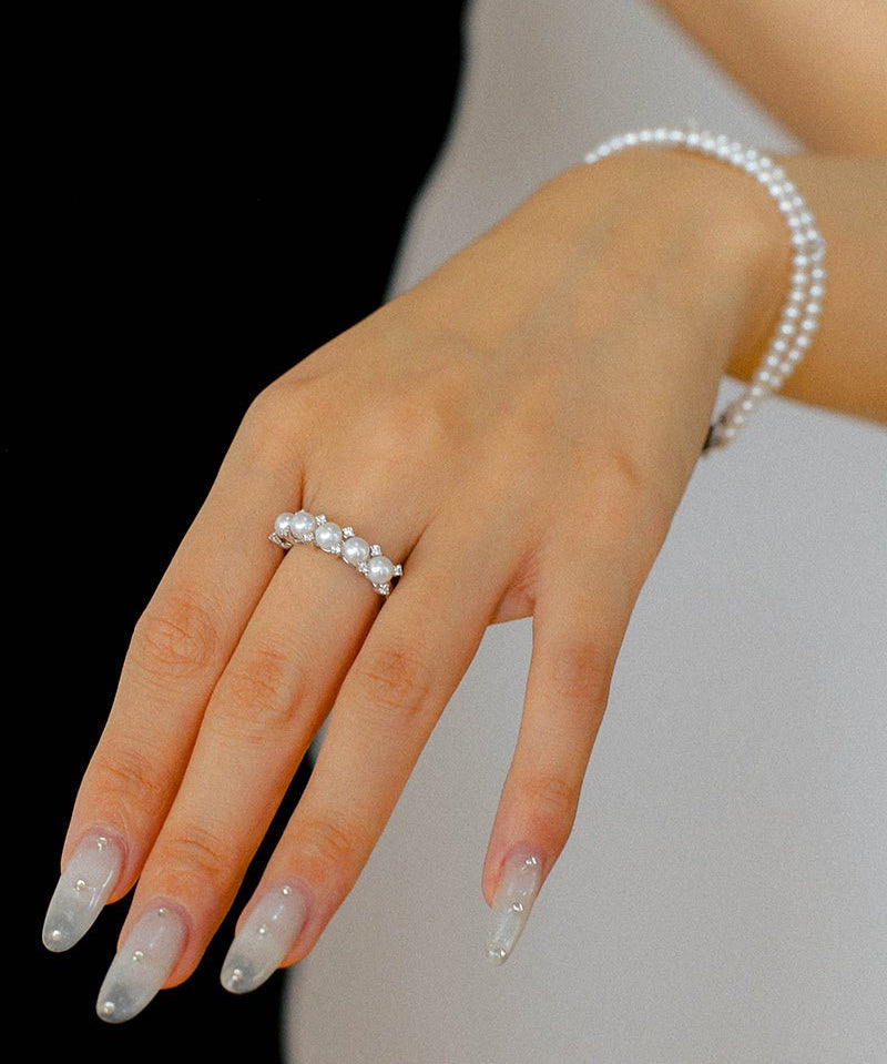 Crown Bloom Adjustable Pearl Ring - floysun
