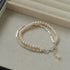 Crushed Silver Shards Double - Layer Pearl Bracelet - floysun