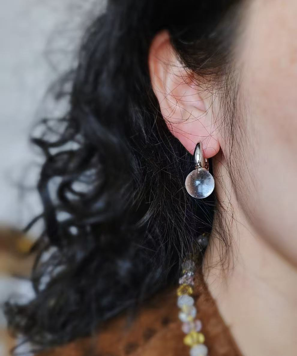 Crystal Clear White Glass Hoop Earrings - floysun