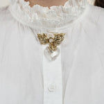 Crystal Heart Flame Wing Brooch - floysun