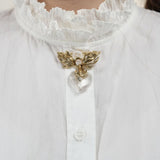 Crystal Heart Flame Wing Brooch - floysun