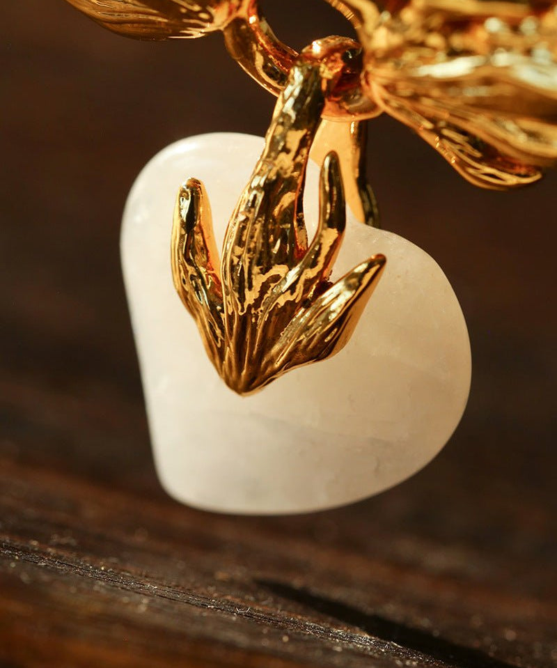 Crystal Heart Flame Wing Brooch - floysun