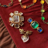 Crystal Heart Flame Wing Brooch - floysun