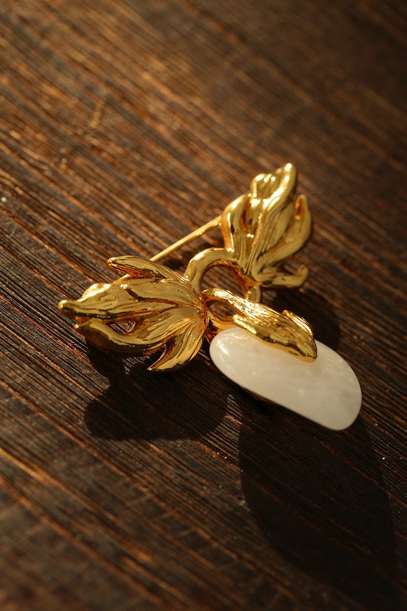 Crystal Heart Flame Wing Brooch - floysun