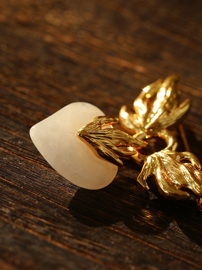 Crystal Heart Flame Wing Brooch - floysun