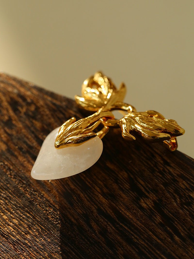 Crystal Heart Flame Wing Brooch - floysun