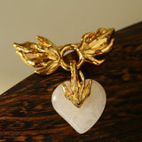 Crystal Heart Flame Wing Brooch - floysun