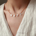 Customizable Smile Face Cat's Eye & Mother - of - Pearl Letter Necklace - floysun