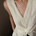 Customizable Smile Face Cat's Eye & Mother - of - Pearl Letter Necklace - floysun