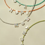 Customizable Smile Face Cat's Eye & Mother - of - Pearl Letter Necklace - floysun