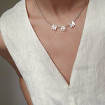 Customizable Smile Face Cat's Eye & Mother - of - Pearl Letter Necklace - floysun