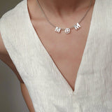 Customizable Smile Face Cat's Eye & Mother - of - Pearl Letter Necklace - floysun