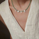 Customizable Smile Face Cat's Eye & Mother - of - Pearl Letter Necklace - floysun