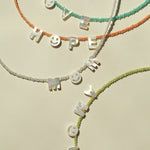 Customizable Smile Face Cat's Eye & Mother - of - Pearl Letter Necklace - floysun