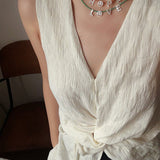 Customizable Smile Face Cat's Eye & Mother - of - Pearl Letter Necklace - floysun