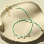 Customizable Smile Face Cat's Eye & Mother - of - Pearl Letter Necklace - floysun