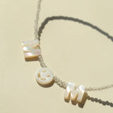 Customizable Smile Face Cat's Eye & Mother - of - Pearl Letter Necklace - floysun