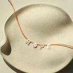 Customizable Smile Face Cat's Eye & Mother - of - Pearl Letter Necklace - floysun