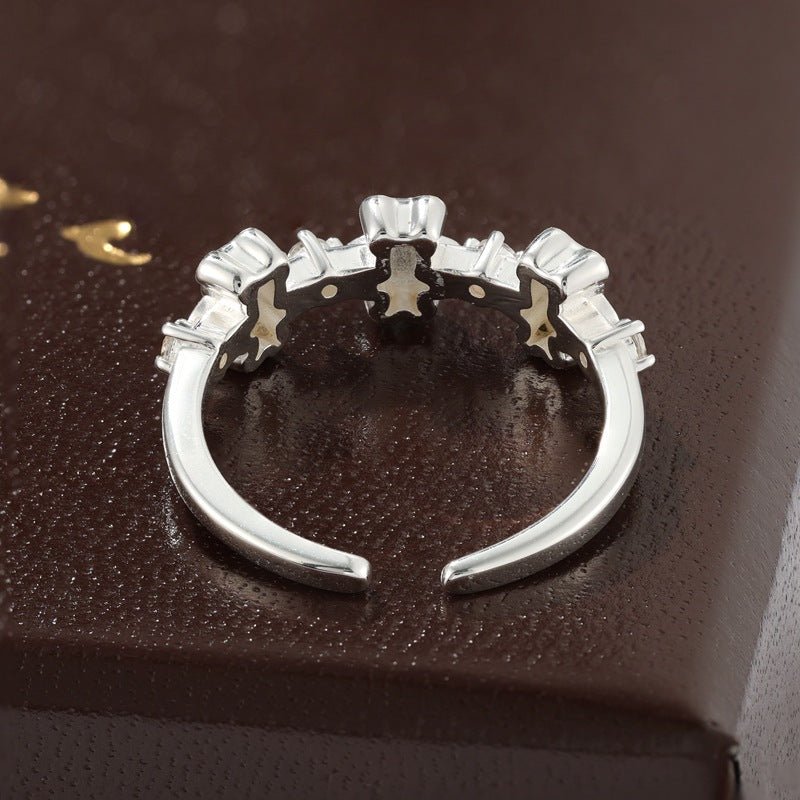 Cute White Enamel Teddy Bear Open Adjustable Ring - floysun