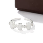 Cute White Enamel Teddy Bear Open Adjustable Ring - floysun