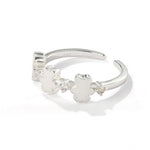 Cute White Enamel Teddy Bear Open Adjustable Ring - floysun