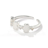 Cute White Enamel Teddy Bear Open Adjustable Ring - floysun
