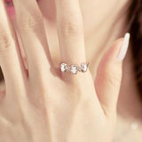 Cute White Enamel Teddy Bear Open Adjustable Ring - floysun