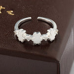 Cute White Enamel Teddy Bear Open Adjustable Ring - floysun