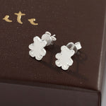 Cute White Enamel Teddy Bear Stud Earrings - floysun