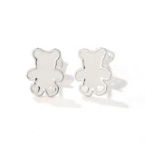 Cute White Enamel Teddy Bear Stud Earrings - floysun