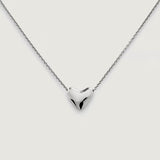 Dainty 3D Heart Pendant Necklace - Minimalist 925 Sterling Silver Choker - floysun