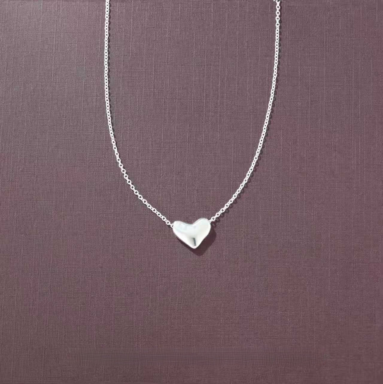 Dainty 3D Heart Pendant Necklace - Minimalist 925 Sterling Silver Choker - floysun