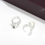 Dainty Heart Huggie Hoop Earrings - Dangling 925 Sterling Silver Charm Hoops - floysun