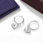 Dainty Heart Huggie Hoop Earrings - Dangling 925 Sterling Silver Charm Hoops - floysun