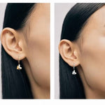 Dainty Heart Huggie Hoop Earrings - Dangling 925 Sterling Silver Charm Hoops - floysun
