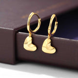 Dainty Heart Huggie Hoop Earrings - Dangling 925 Sterling Silver Charm Hoops - floysun