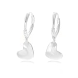 Dainty Heart Huggie Hoop Earrings - Dangling 925 Sterling Silver Charm Hoops - floysun