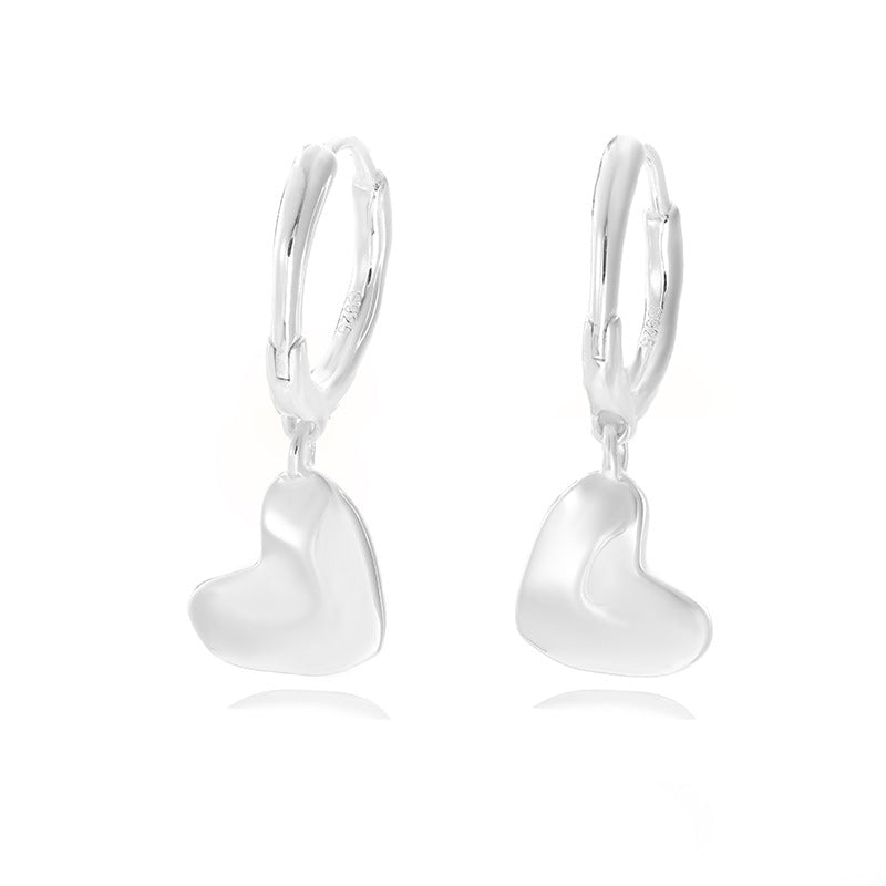 Dainty Heart Huggie Hoop Earrings - Dangling 925 Sterling Silver Charm Hoops - floysun
