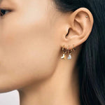 Dainty Heart Huggie Hoop Earrings - Dangling 925 Sterling Silver Charm Hoops - floysun