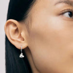 Dainty Heart Huggie Hoop Earrings - Dangling 925 Sterling Silver Charm Hoops - floysun
