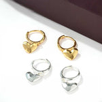 Dainty Heart Huggie Hoop Earrings - Dangling 925 Sterling Silver Charm Hoops - floysun