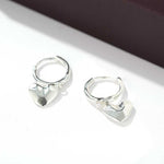Dainty Heart Huggie Hoop Earrings - Dangling 925 Sterling Silver Charm Hoops - floysun
