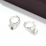 Dainty Heart Huggie Hoop Earrings - Dangling 925 Sterling Silver Charm Hoops - floysun