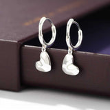 Dainty Heart Huggie Hoop Earrings - Dangling 925 Sterling Silver Charm Hoops - floysun