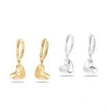 Dainty Heart Huggie Hoop Earrings - Dangling 925 Sterling Silver Charm Hoops - floysun