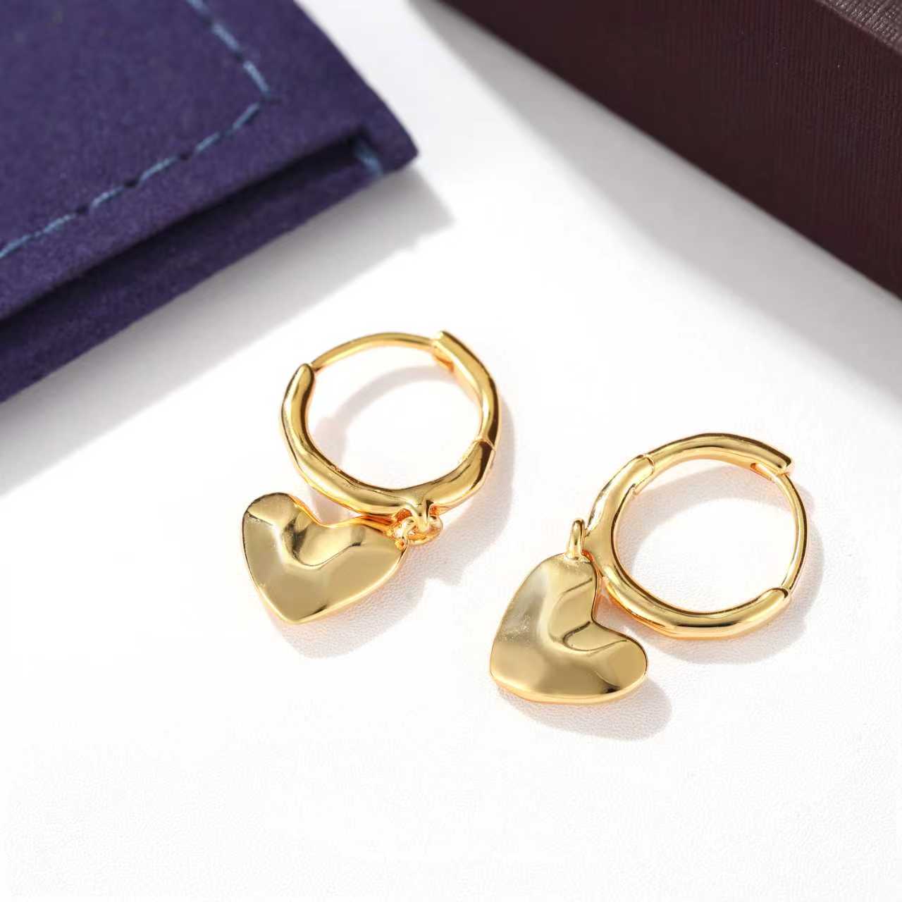Dainty Heart Huggie Hoop Earrings - Dangling 925 Sterling Silver Charm Hoops - floysun