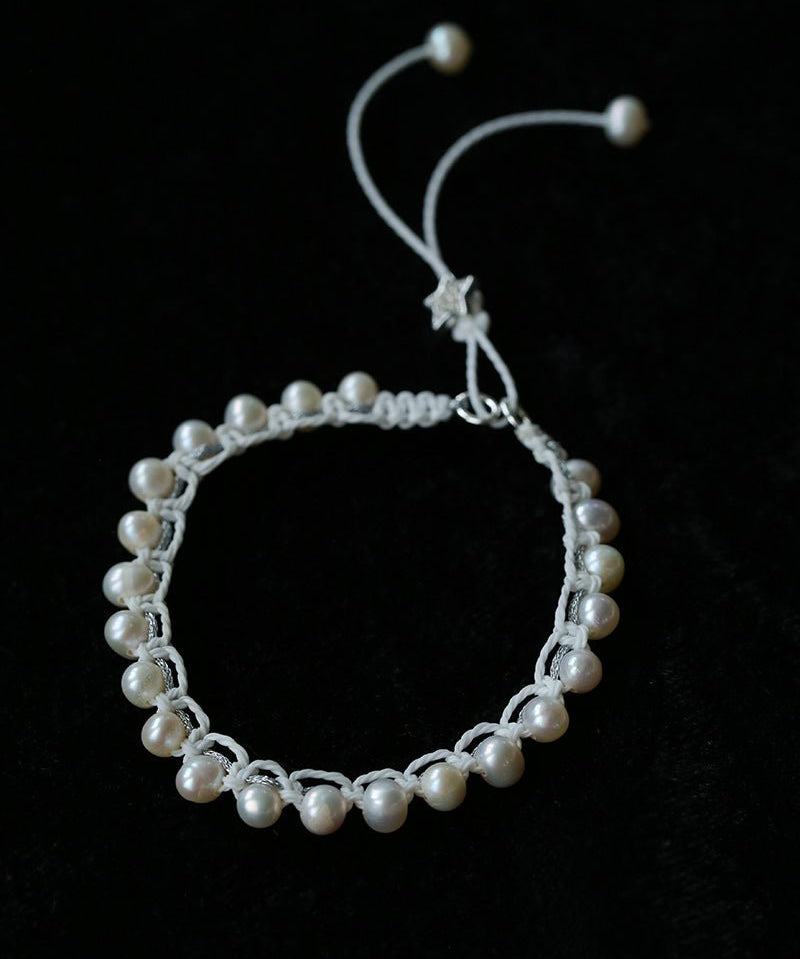 Dainty Star Adjustable Cord Pearl Bracelet - Handcrafted Celestial Cord Charm Bangle - floysun