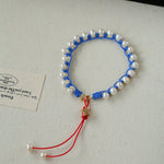Dainty Star Adjustable Cord Pearl Bracelet - Handcrafted Celestial Cord Charm Bangle - floysun