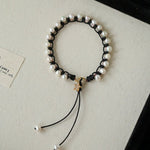 Dainty Star Adjustable Cord Pearl Bracelet - Handcrafted Celestial Cord Charm Bangle - floysun